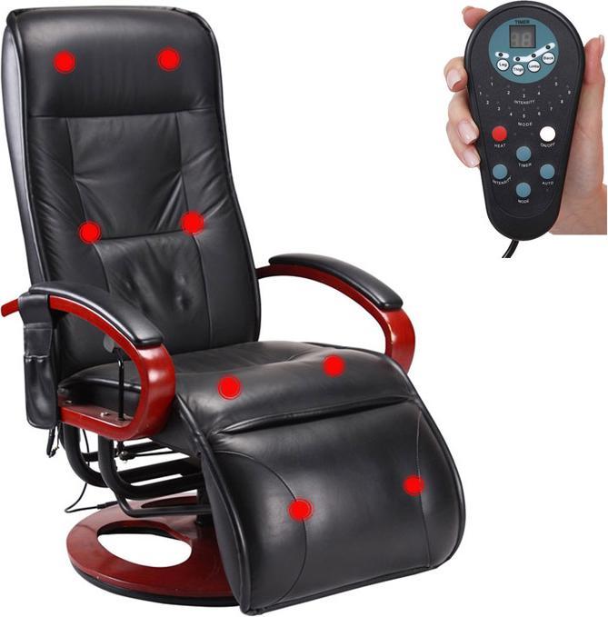 Immagine prodotto Swisshandel24 Poltrona relax, poltrona relax con massaggio, con massaggio - pelle, nero