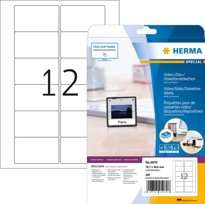 Actual product image HERMA Video labels A4