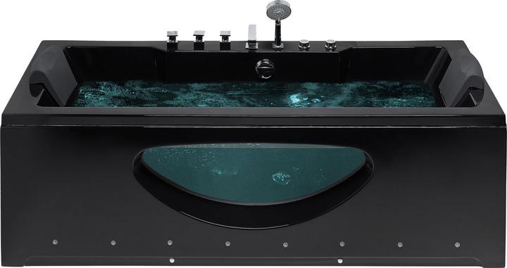 Produktbild Beliani Whirlpool Badewanne schwarz rechteckig mit LED 180 x 80 cm HAWES (235 l, 180 cm, 80 cm)