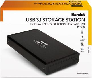 Produktbild Hamlet Externes USB 3.0-Gehäuse für SATA 3.5-Festplatten Übertragungsrate bis zu 5Gbps (3.5")