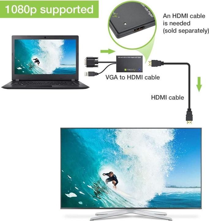 Image du produit Techly Convertisseur AV IDATA-HDMI-VGA3 (1 m, VGA)