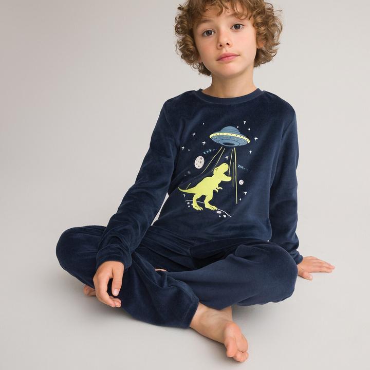 Actual product image La Redoute Collections Velvet pyjamas with noctilucent motif (152)