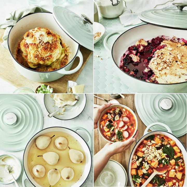 Productafbeelding Tefal LOV Gietijzeren Ovale Braadpan 34cm Lichtgroen (34 cm, Braadpan + kasserol, Steelpan, Gietijzer)