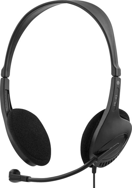 Produktbild Deltaco HL-43 headphones/headset Wired Head-band Office/Call center Black (Kabelgebunden)