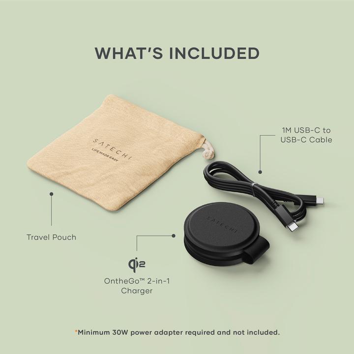 Actual product image Satechi OntheGo 2-in-1 Wireless Charger mit Qi2 (15 W)