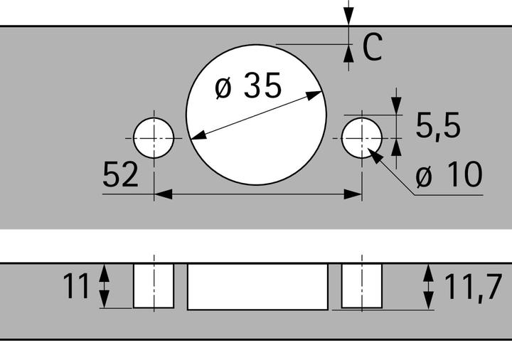 Produktbild Hettich Schnellmontagescharnier Internat 9943 Öffnungswinkel 110° Kröpfung 0,0 mm TH 43 zum Einpressen