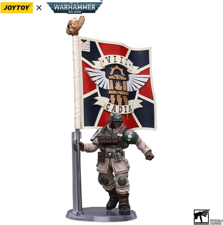 Produktbild Joy Toy Warhammer 40k Actionfigur 1/18 Astra Militarum Cadian Command Squad Veteran with Regimental Standard