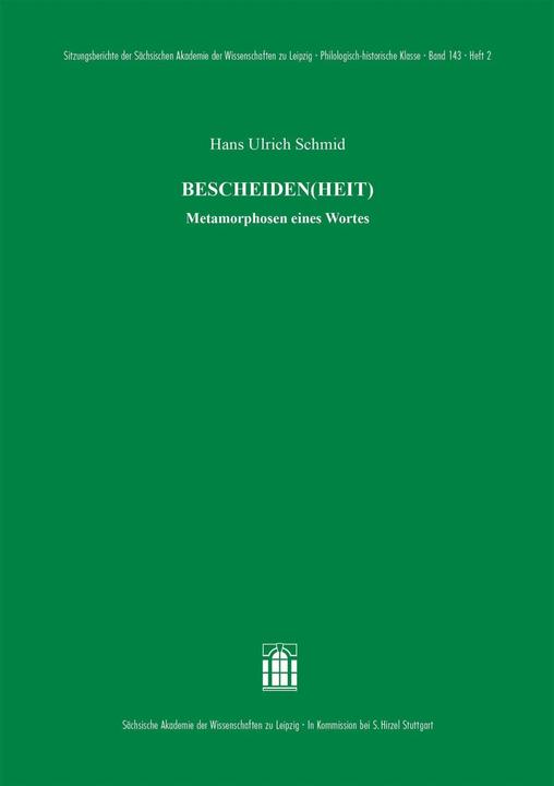 Produktbild Bescheiden(heit) (Deutsch, Hans Ulrich Schmid, 2023)
