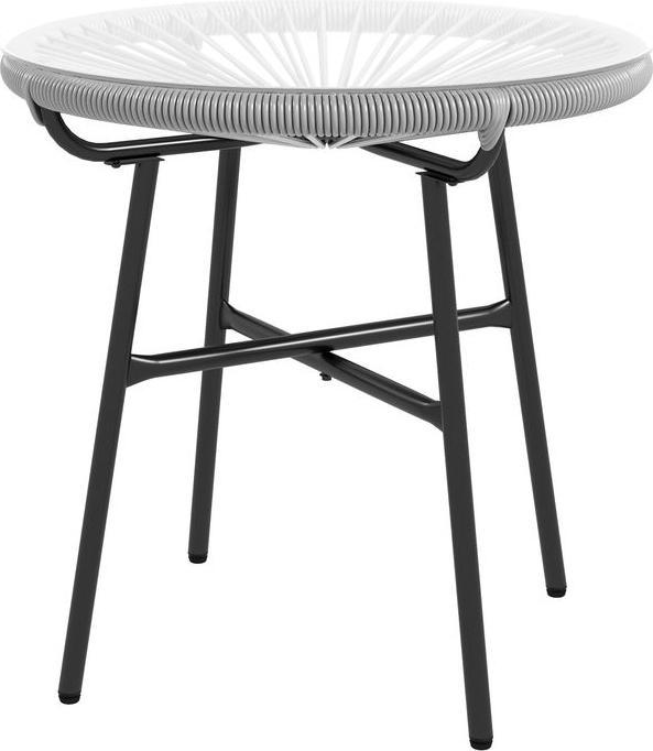 Produktbild Swisshandel24 Ratten Beistelltisch, Bistrotisch, Kaffeetisch mit Glastischplatte, Runder Gartentisch, für Terrasse