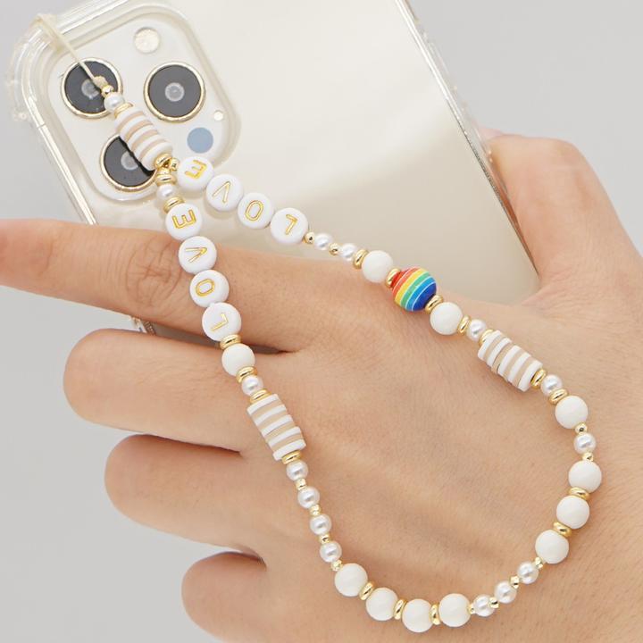 Produktbild PhoneLook Universal Smartphone Armband Schmuck Charms N°16 Love Weiss