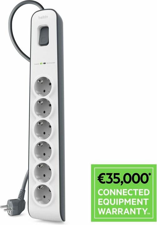 Produktbild Belkin Steckdosenleiste 6-fach 2 Meter Netzkabel BSV603vf2M-V2 (6 x, CEE 7/3, 2 m)