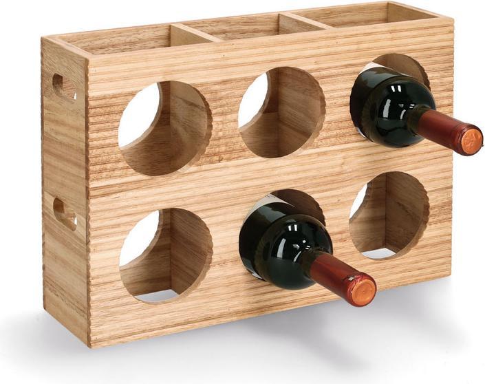 Zeller Present Stripes" wine rack, for 6 bottles, rubber tree (6 Fl.)