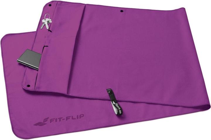Fit-Flip Fitnesshandtuch Mikrofaser mit Reissverschlusstasche 130x48cm (130 x 48 cm)