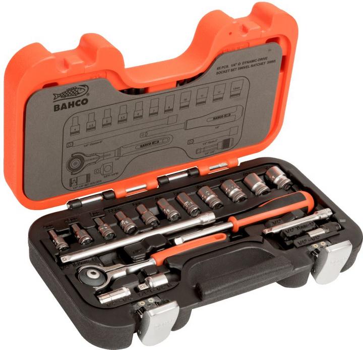 Actual product image Bahco 1/4 Rod end ratchet set, 65 pieces (1/4")