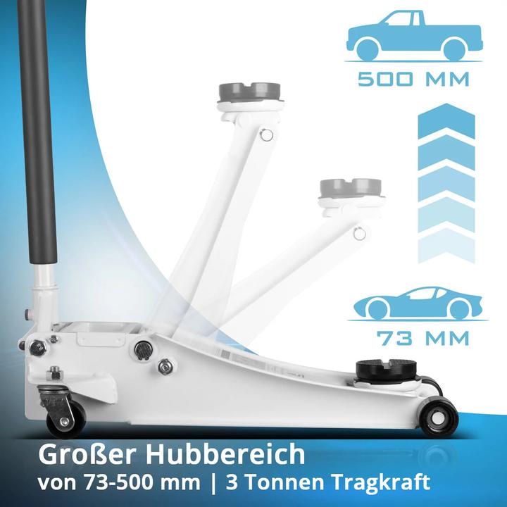 Produktbild Stahlwerk Wagenheber WHW-73 ST mit 3 t Tragkraft Gummirollen 73-500mm Hubbereich