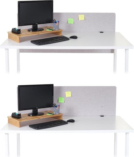 Produktbild Mendler Akustik-Tischtrennwand, Büro-Sichtschutz Schreibtisch Pinnwand, doppelwandig Stoff/Textil - 140x60cm (140 x 60 x 2 cm)