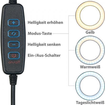 Image du produit Somikon Anneau lumineux professionnel à LED, Ø26 cm, dimmable, déclencheur à distance et support pour