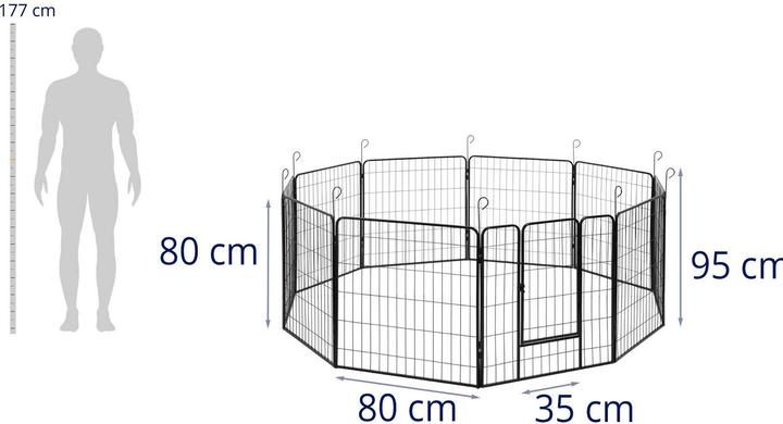 Produktbild Wiesenfield Welpenauslauf Welpengitter Welpenlaufstall mit Tür Stahl 10 modulare Segmente