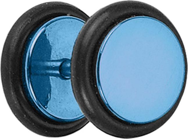 Star Piercing Fake Plug hellblau mit O-Ring und Titanium Beschichtung (ohne Messing, Chirurgenstahl 316L)