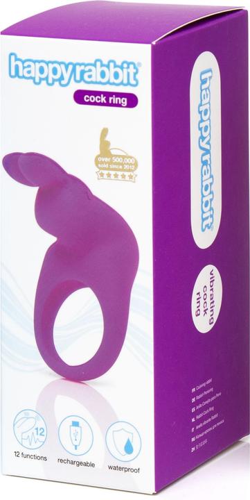 Actual product image Happy Rabbit Rechargeable Vibrating Rabbit Cock Ring Purple (3 cm)