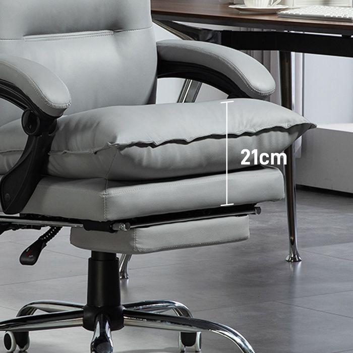 Actual product image Swisshandel24 Bürostuhl mit Liegefunktion, ergonomisch Schreibtischstuhl Drehstuhl Hellgrau