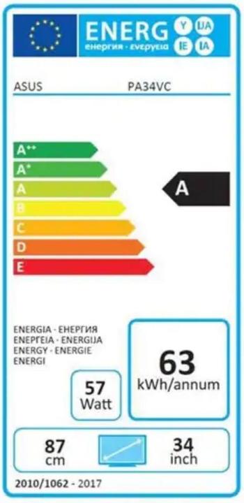 Etichetta energetica ASUS ProArt PA34VC (3440 x 1440 pixel, 34.10")