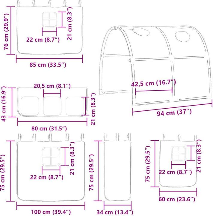 Produktbild VidaXL Kinderhochbett mit Tunnel & (90 x 200 cm)