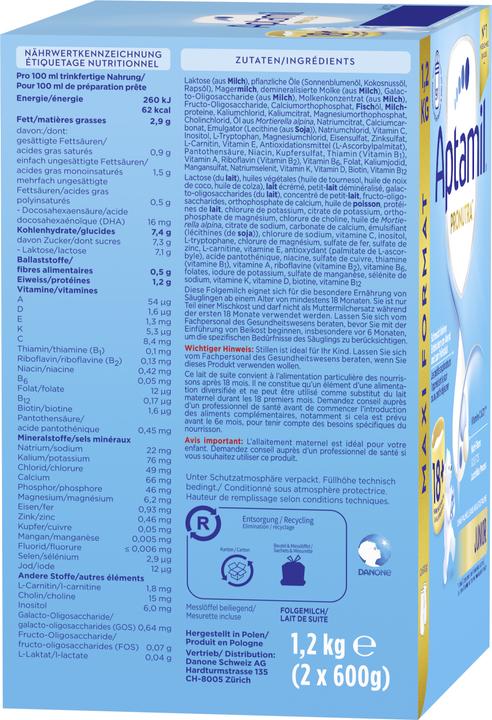 Valori nutrizionali e ingredienti Aptamil Pronutra 18+ (1200 g, a partire da 18 m.)