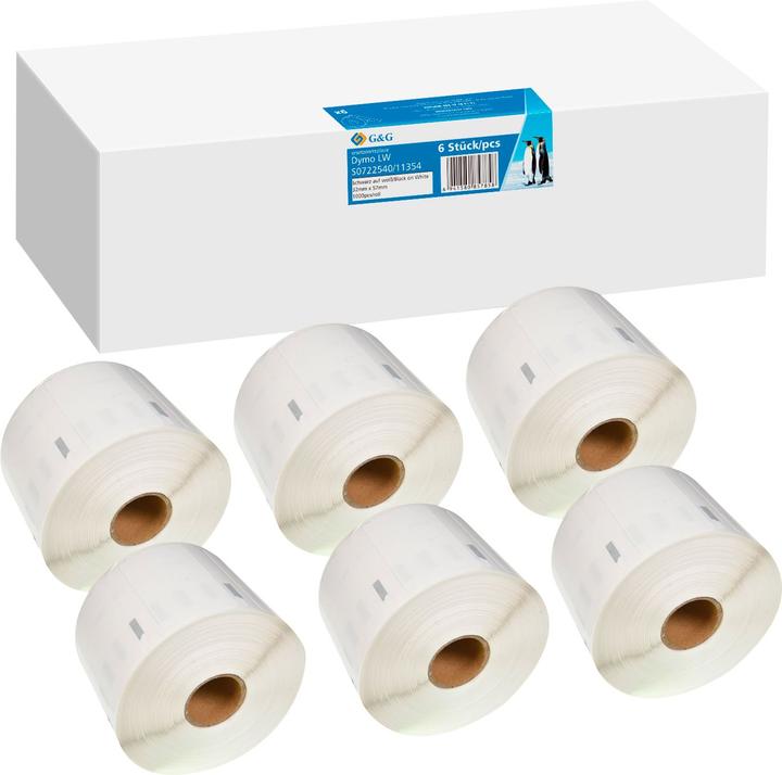 6x 1 Etiketten -VORTEILSPACK- Kompatibel mit Dymo 11354/ s0722540