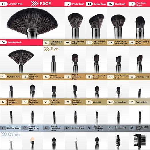 Actual product image Yuwaku 32 pieces Makeup Brushes Set with Bag No.23 (Eyebrows)