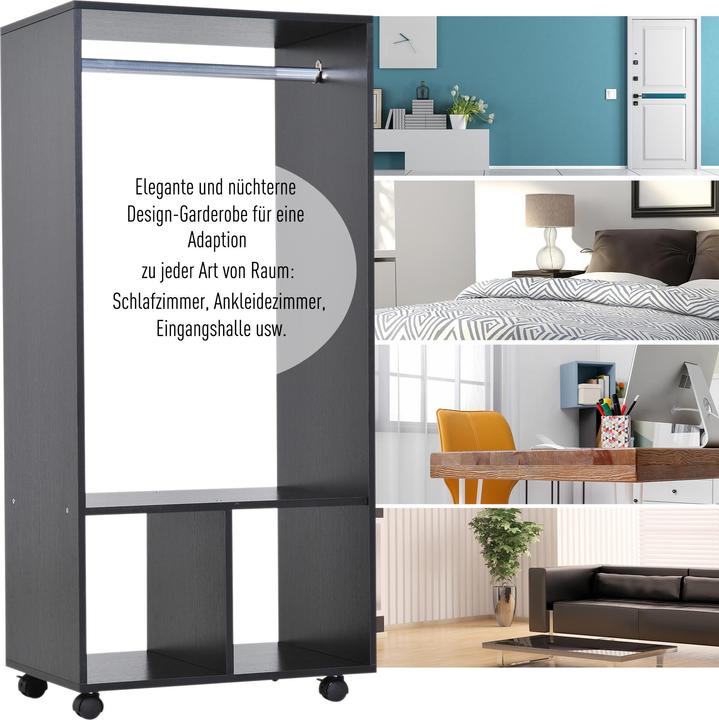 Produktbild Homcom Mobiler Kleiderschrank mit integrierter Kleiderstange (60 x 40 x 128 cm)