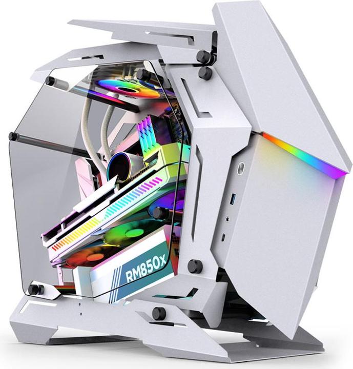 Produktbild Jonsbo MOD3 Mini Micro-ATX Tower Showcase, gehärtetes Glas - Weiss (mATX, Mini-ITX)