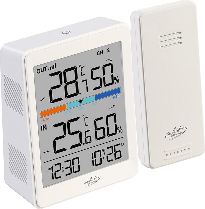 Immagine prodotto Infactory Aussen- und Innen-Thermometer und Hygrometer mit Funk-Aussensensor, 60 m