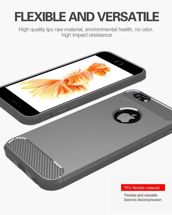 Immagine prodotto Cadorabo TPU Ultra sottile in acciaio inossidabile al carbonio Combi Cover (Apple iPhone 6)