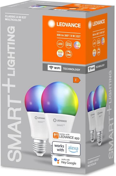 Produktbild Ledvance Smart+ Wifi Classic (E27, 9 W, 806 lm, 2 x, F)