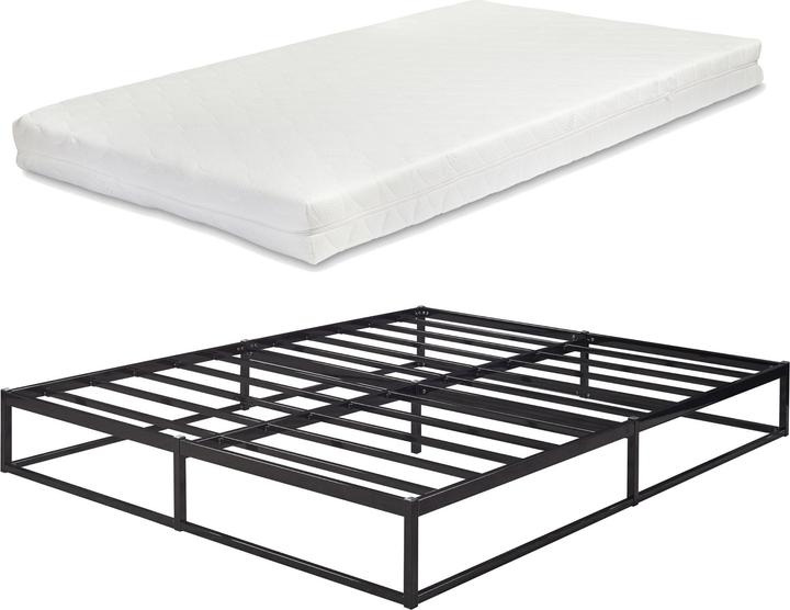 En.Casa Metal bed Trerunta with mattress 140 x 200 cm steel black (140 x 200)