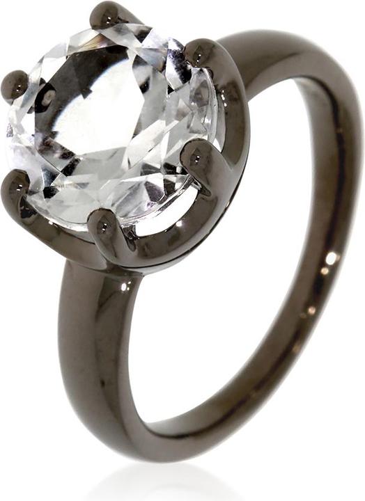 Xen Ring mit 10 mm Bergkristall ca. 4,5 ct. Black Rhodium
