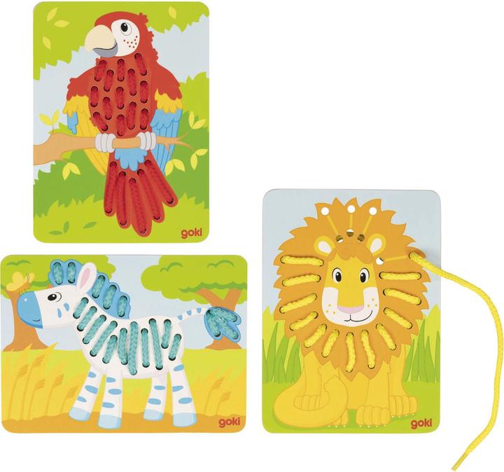 Actual product image Goki Parrot, Lion, Zebra (3 pieces)