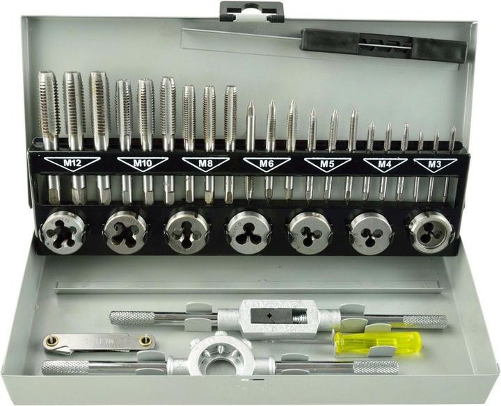Produktbild GEKO Gewindebohrer- und Gewindeaugen-Satz M3-M12 32-tlg.