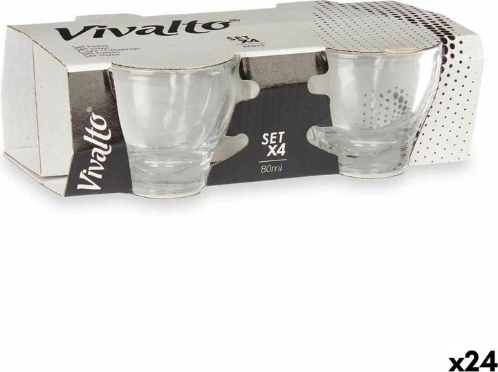 Immagine prodotto Vivalto Satz von Kaffeetassen RYG6073 Durchsichtig Glas 80 ml (24 Stück) (80 ml, 24 x)