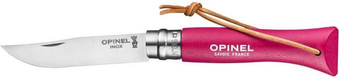 Actual product image Opinel N°06 strawberry w. leather lace