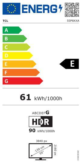 Energie-Label TCL 55P6K (55", LED, 4K, 2025)
