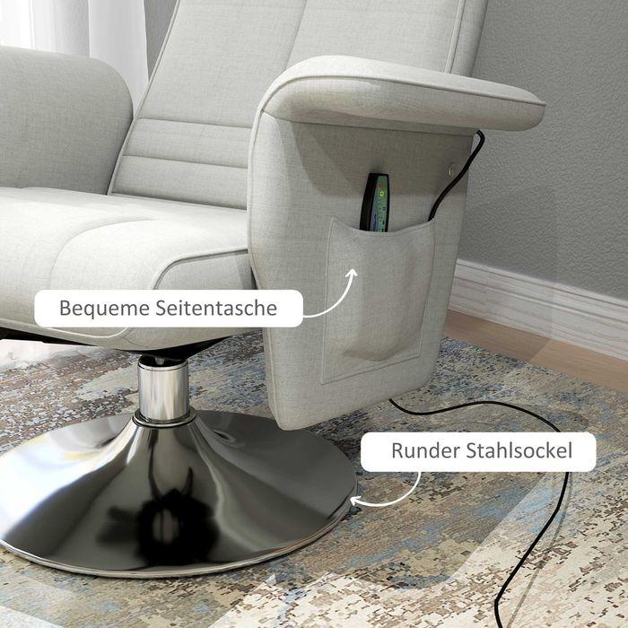 Produktbild Swisshandel24 Massagesessel mit Fusshocker, elektrischer Relaxsessel mit Liegefunktion Creme
