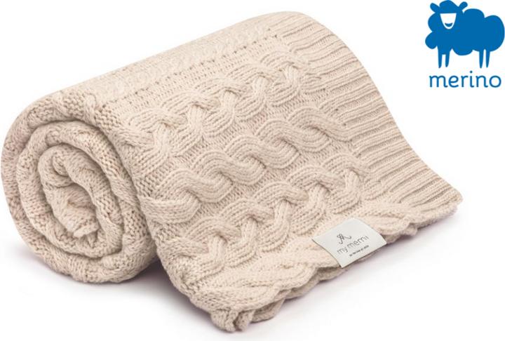 My memi Merino baby blanket - Braided Beige (80 x 100 cm)