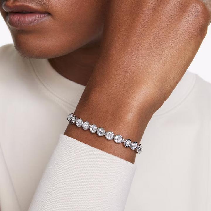 Immagine prodotto Swarovski Bracciale Tennis in Ambra Taglio Rotondo Bianco (20 cm, Metallo Swarovski)