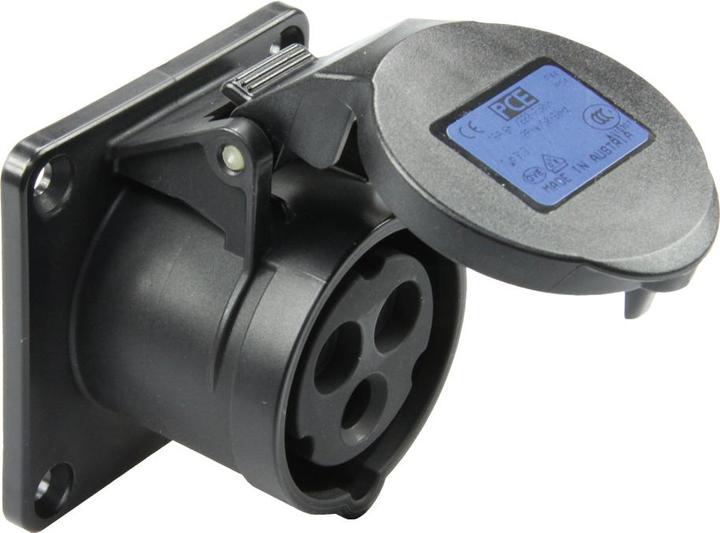 Actual product image PCE 313-6x Junction box straight 16A 3p 6h IP44/54 black (flange 70x70 - hole spacing 56x56)