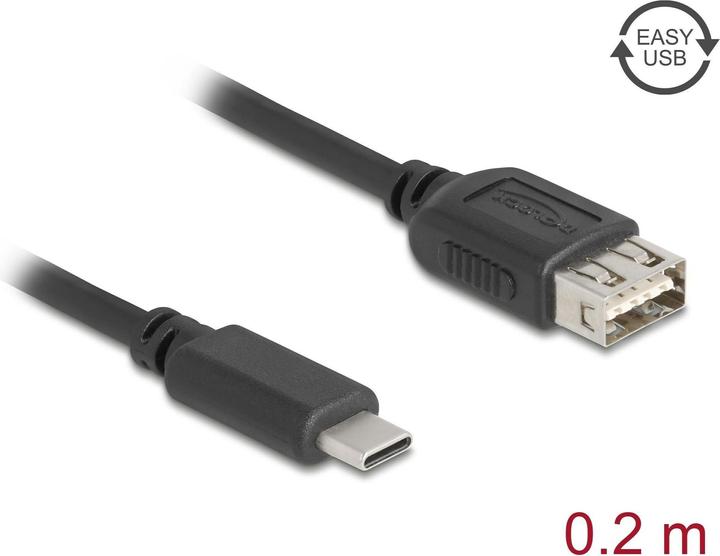 Actual product image Delock USB 2.0 Kabel USB Type-C Stecker zu EASY USB Typ-A Buchse 0,2 m (0.20 m, USB 2.0)
