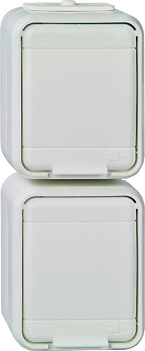 Schneider GmbH Socket outlet 2gang 16A vertical light/basalt grey