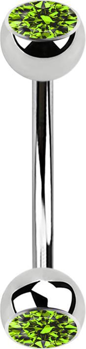 Star Piercing Micro Banane silber mit zwei Kugeln Kristall hellgrün (Chirurgenstahl 316L)
