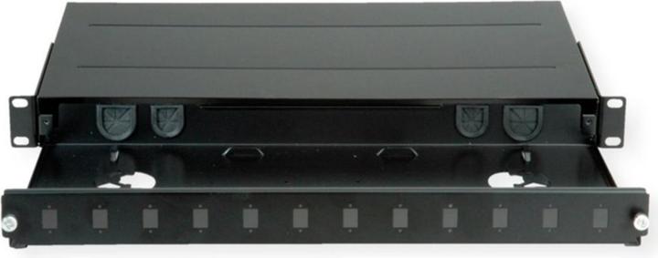 Roline 48.30cm (19") FO chassis empty, 1 U, 12x SC-Simplex or LC-Duplex, black
